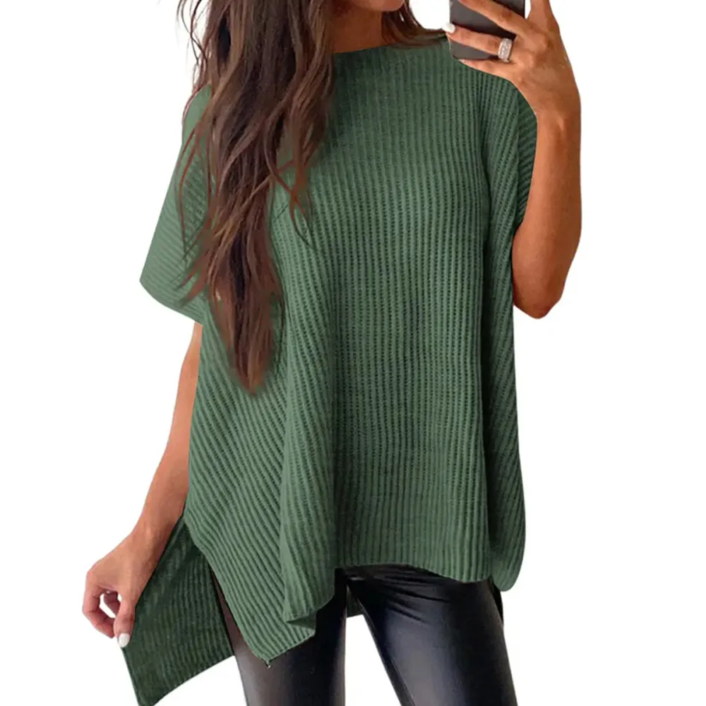 🔥Hot Sale💥 - Women's Round Neck Batwing Short Sleeve Loose Knit Top