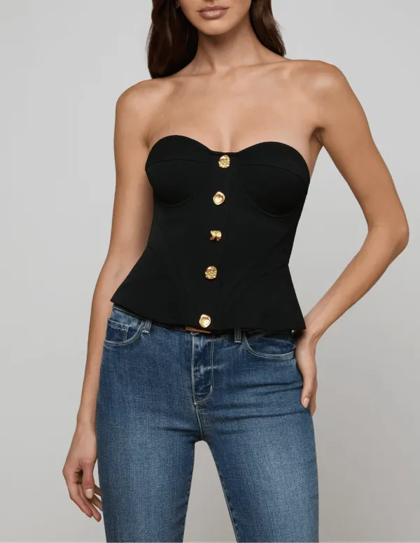 Classic Structured Peplum Sweetheart-Neck Underwire Corset-Inspired Tank Top