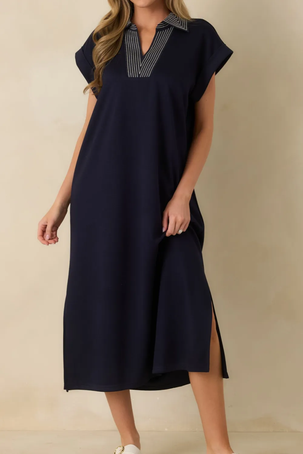 Knit Short Sleeve Midi Dress