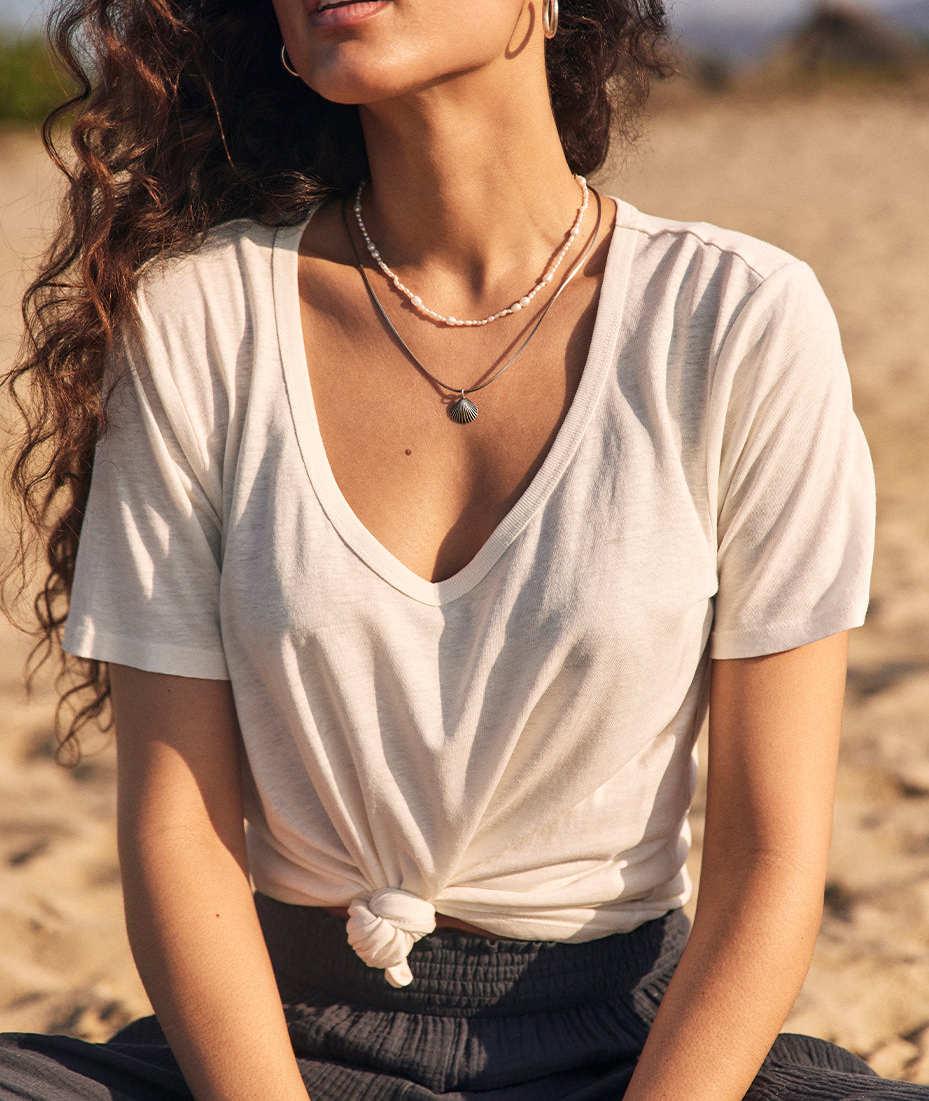 Crisp White Scoop Neck Tee