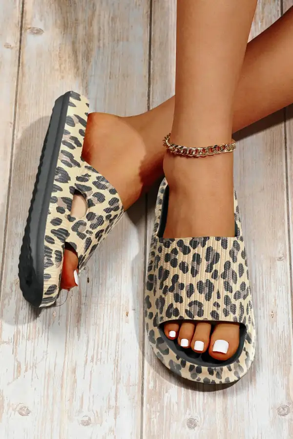 Leopard Print Thick Sole Slide Sandals