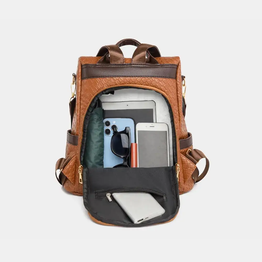 Faux Leather Backpack Camping Bag