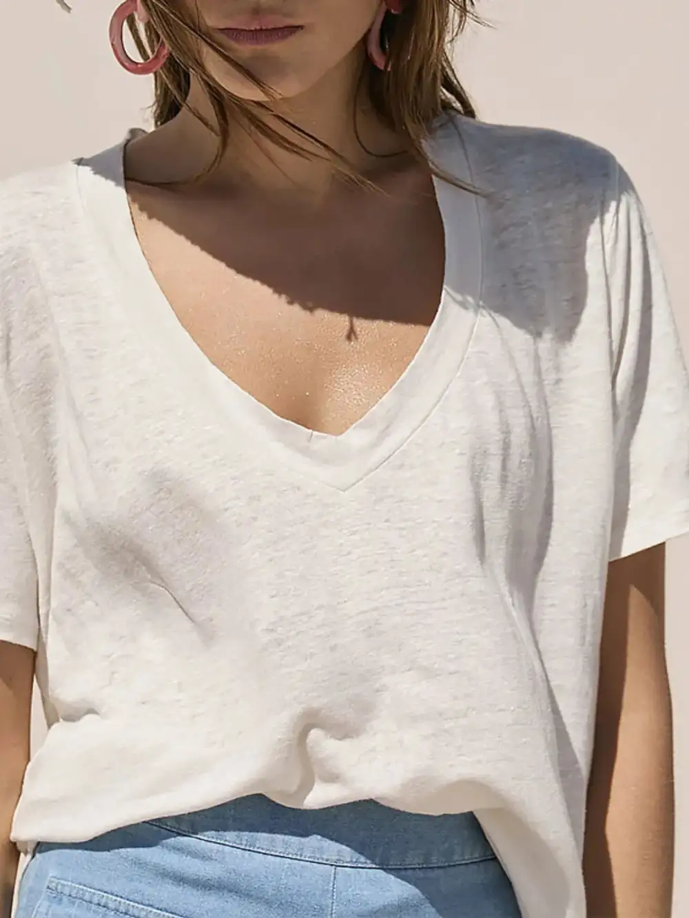 V-Neck Short-Sleeve Relaxed Cotton T-Shirt