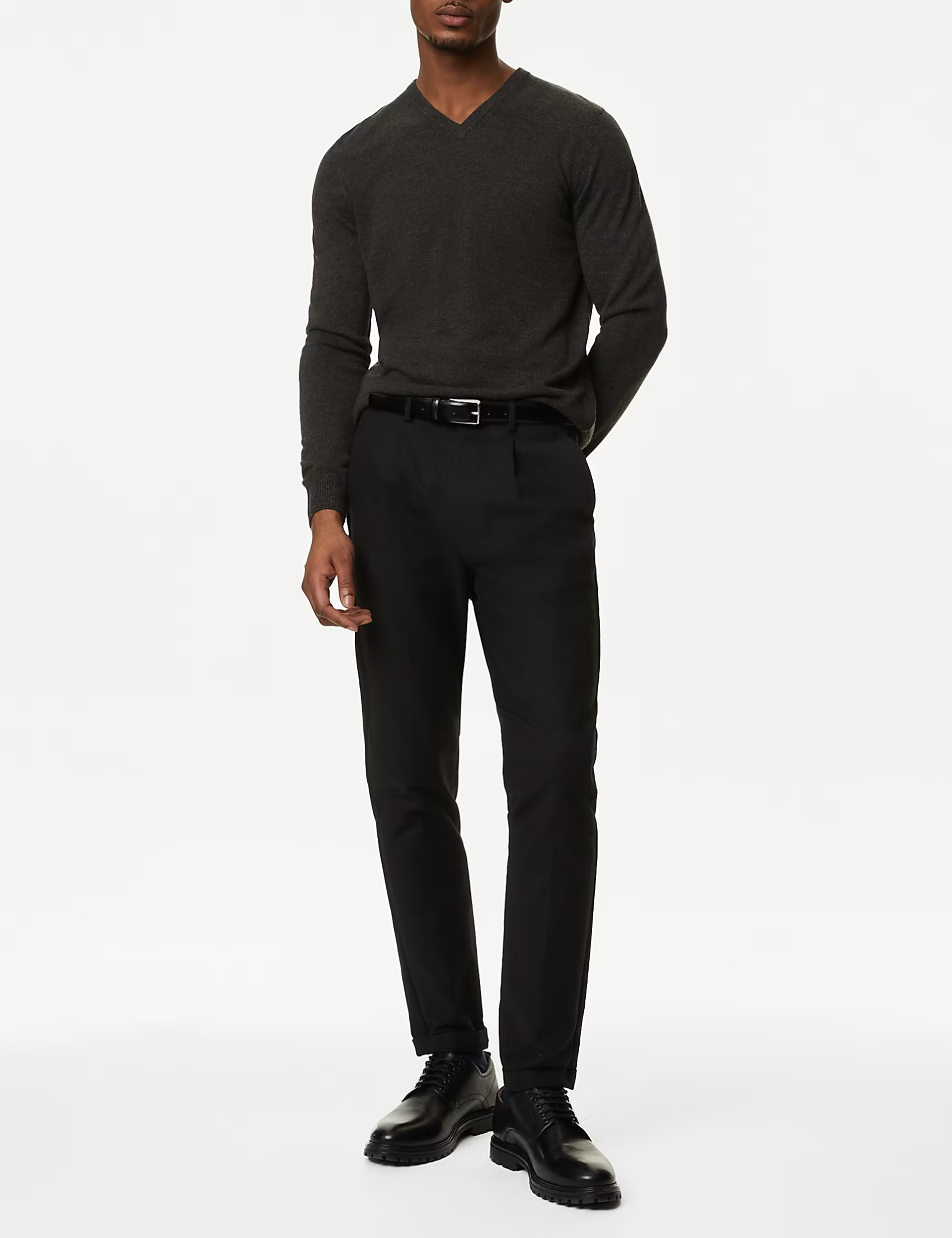 V-neck Long-Sleeved Knitted Sweater