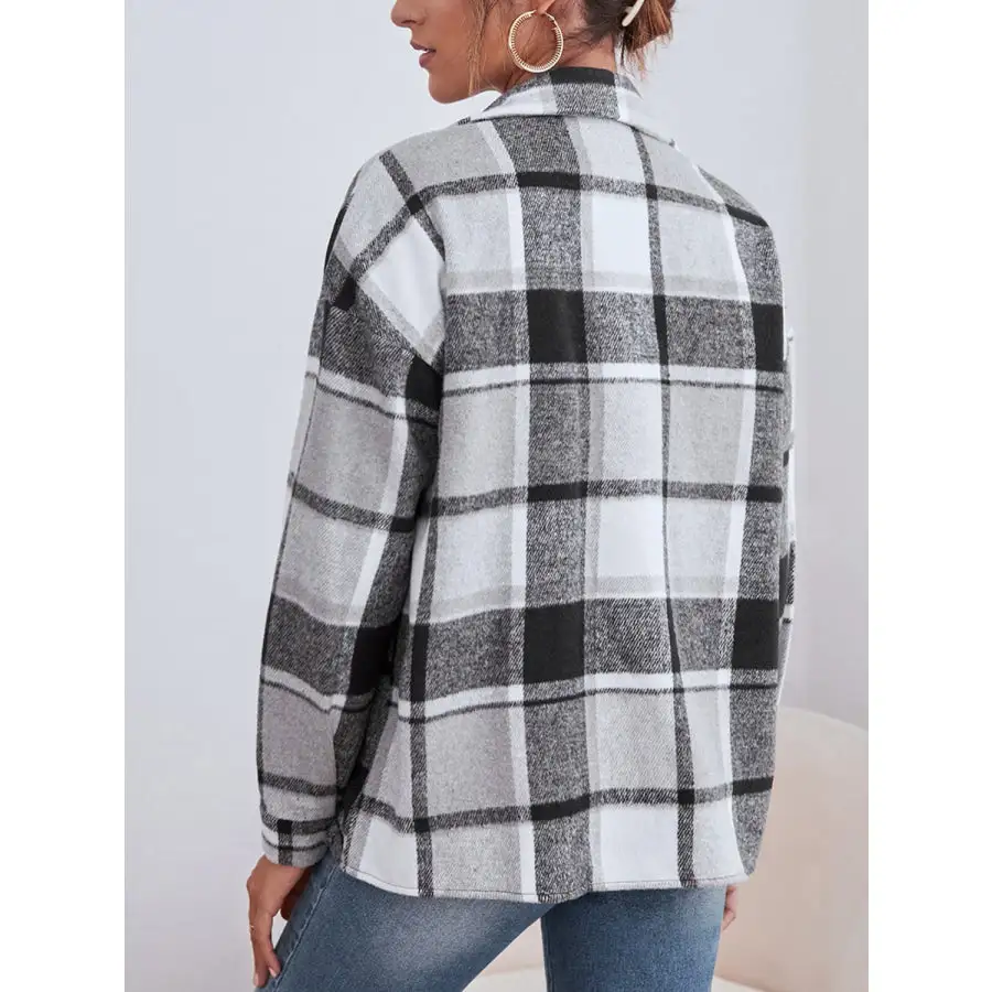Classic Plaid Collared Neck Button Down Jacket