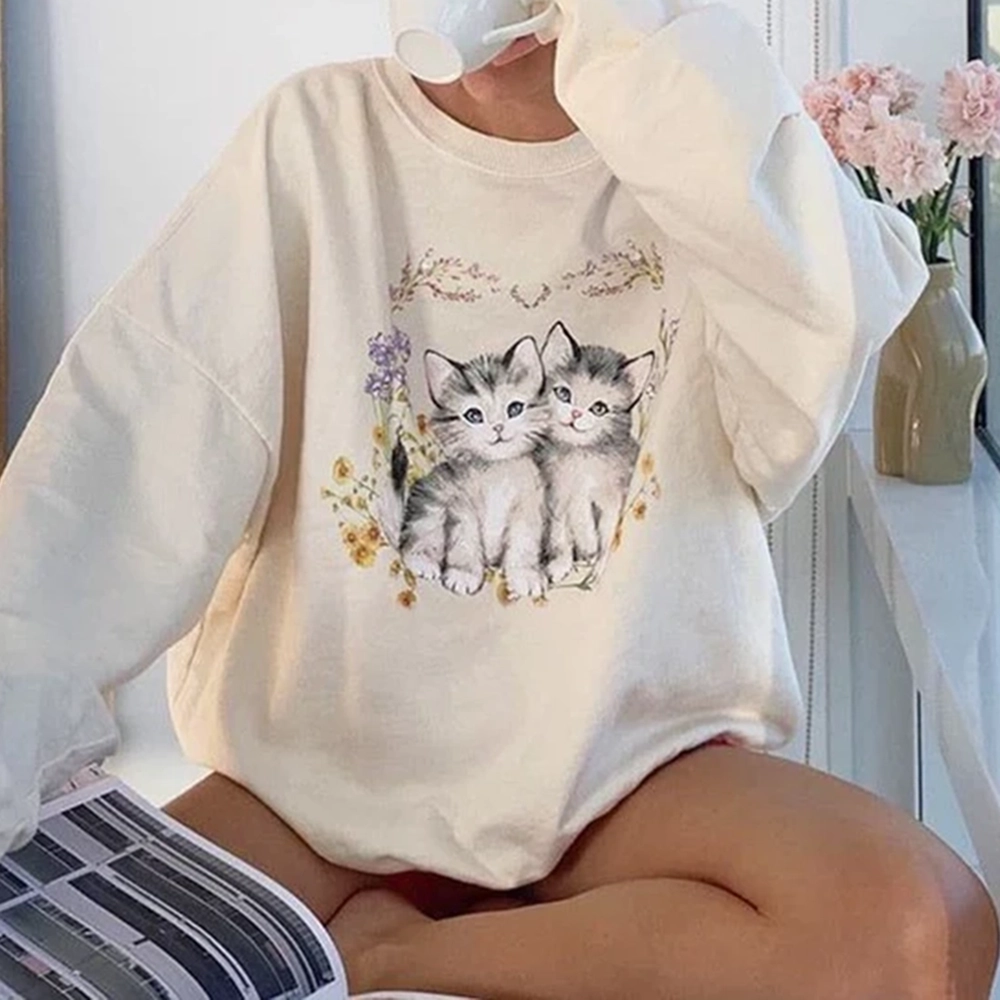 Flower Print Vintage Sweatshirt