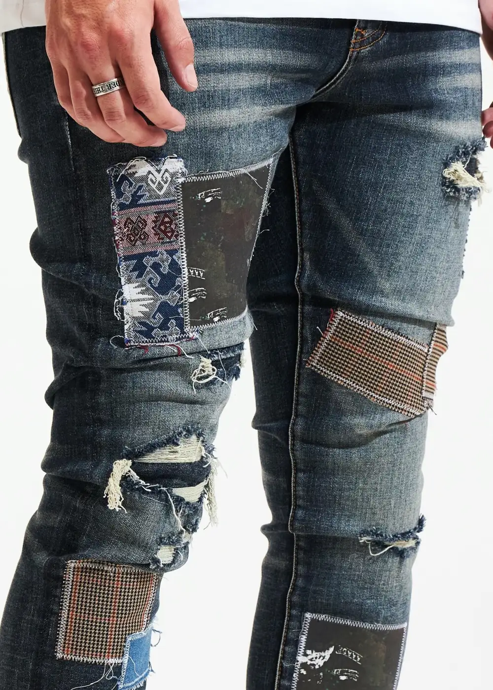 Contrast Patch Accent Jeans