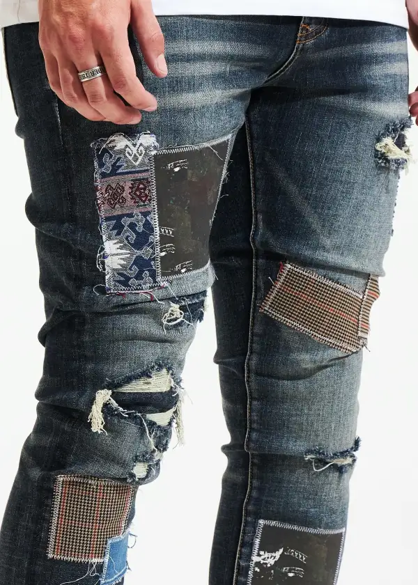 Contrast Patch Accent Jeans