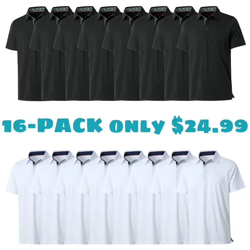 Mens Casual Dry Fit Performance Designed Collared Golf Polo Shirts for Men Plus Size Tops