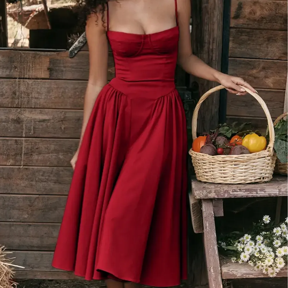 Women's Plain Backless Cami Dress with Zip-Back