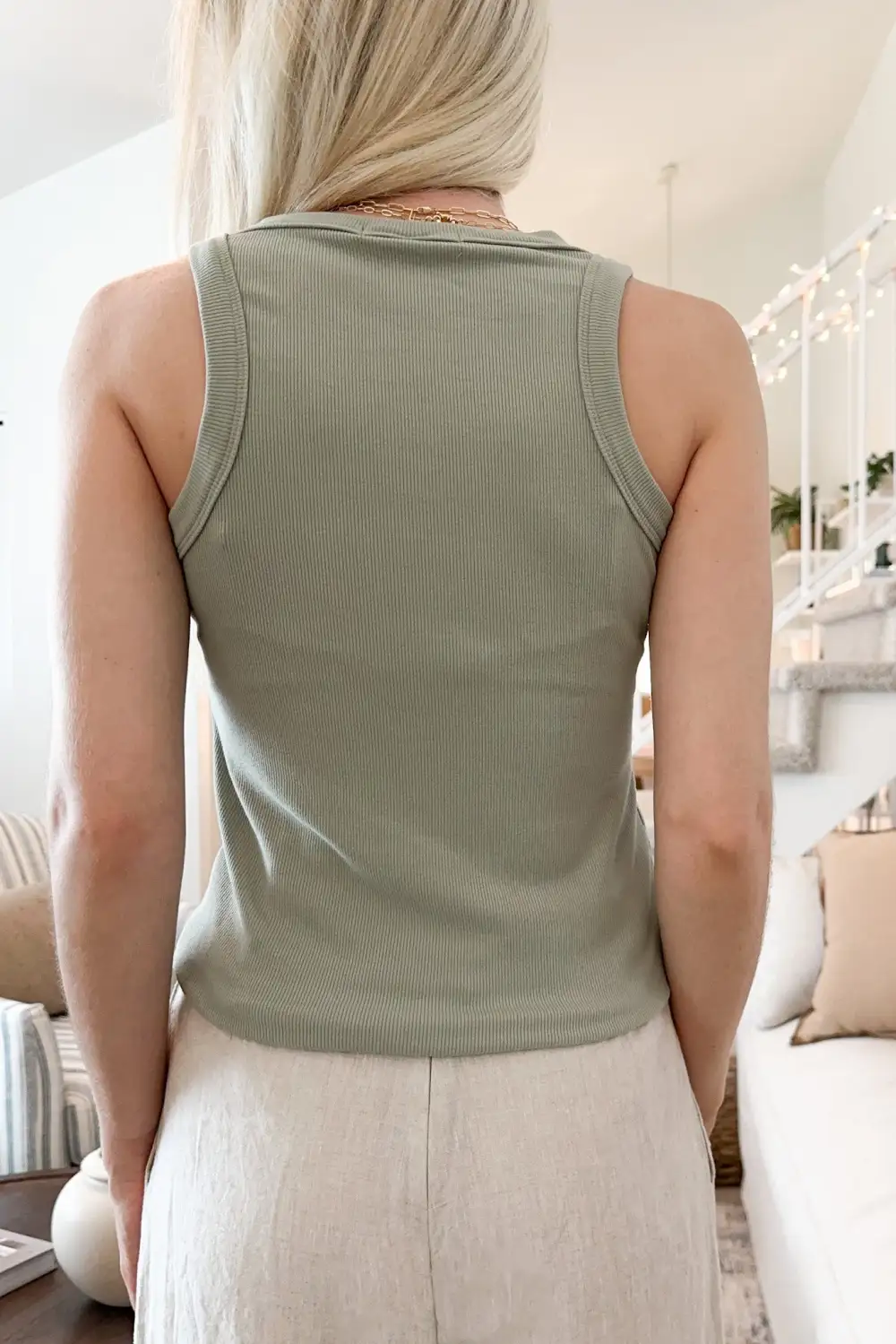 Soft Line Ribbed Knit Tank Top