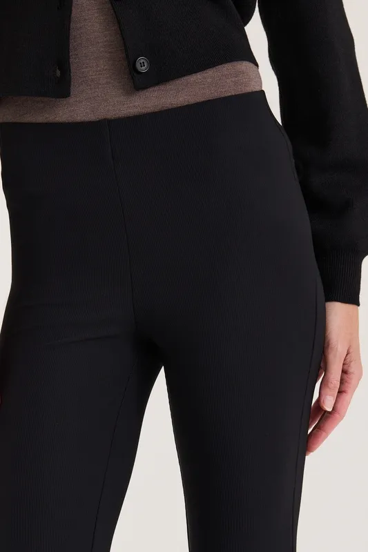 Black High-Rise Knit Flare Pants