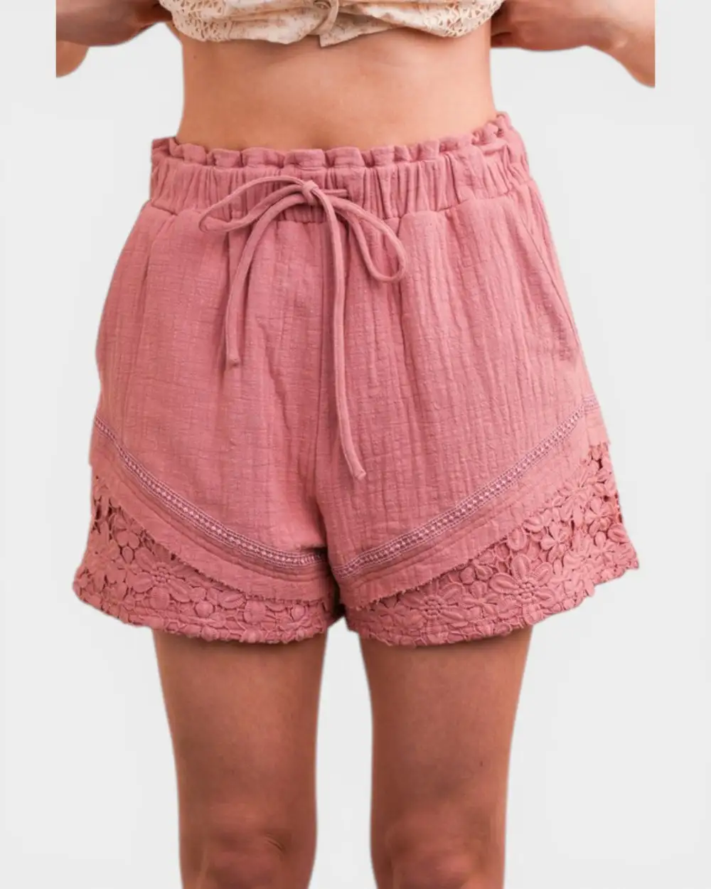 Floral Lace Trim Shorts