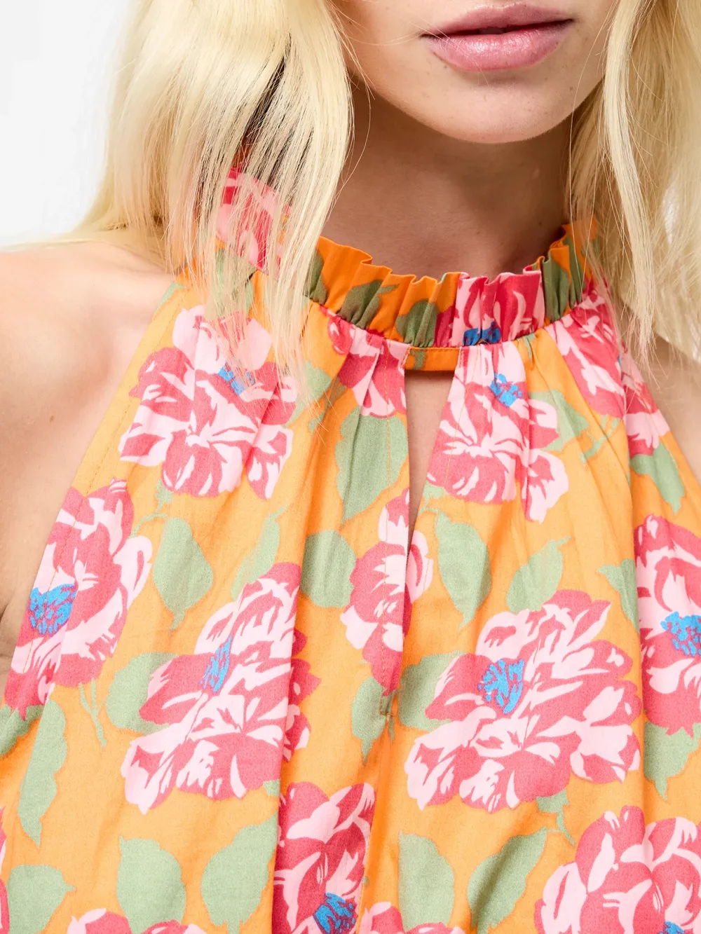 Halter Neck Casual Playful Floral Dress