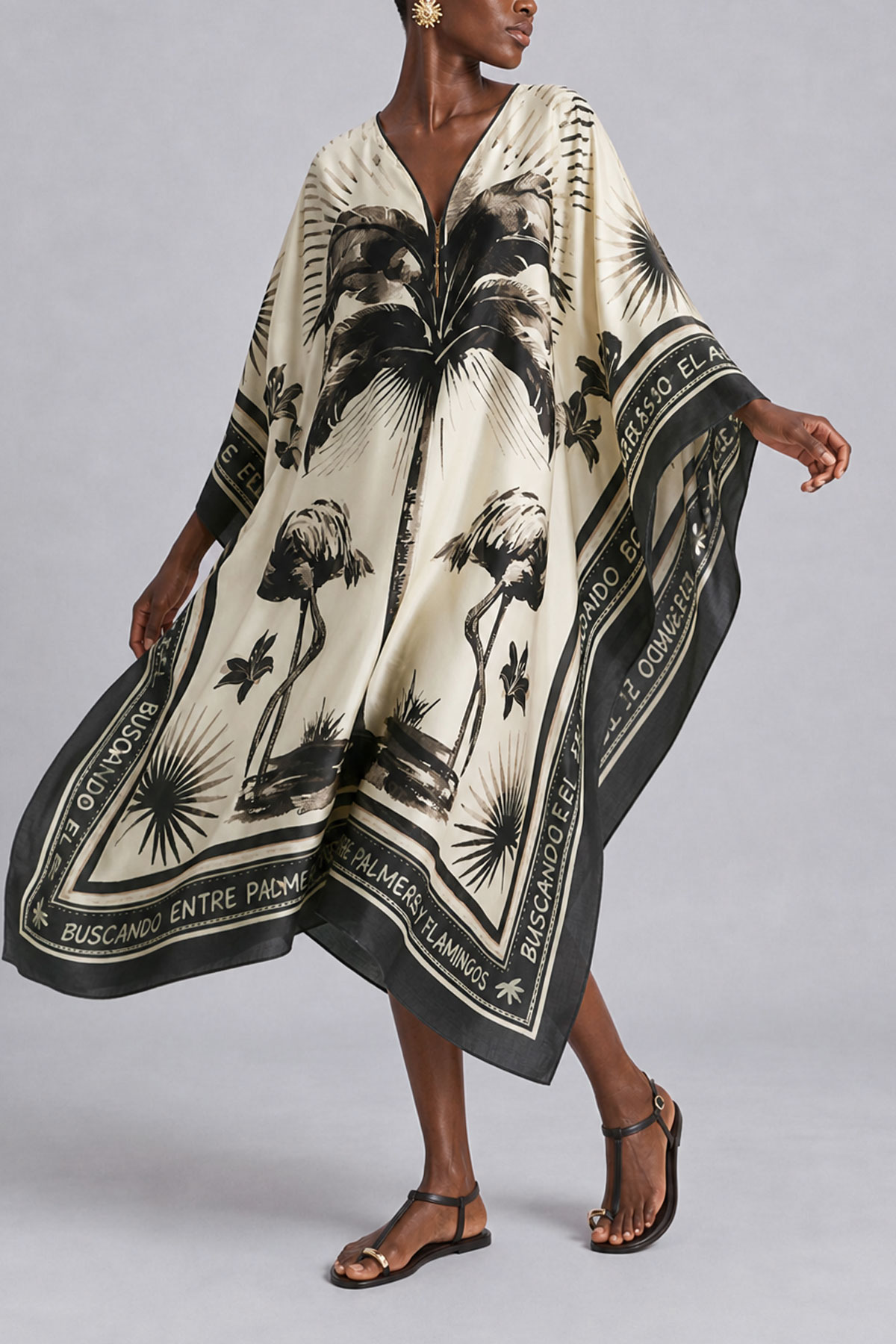 Batwing Sleeve Printed Midi Dress