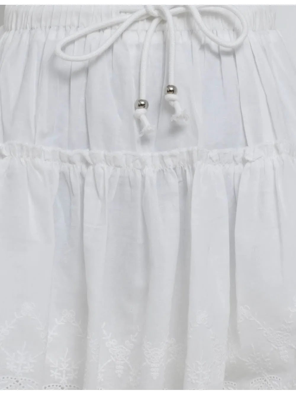 Eyelet Front Elastic Waist Mini Skirt