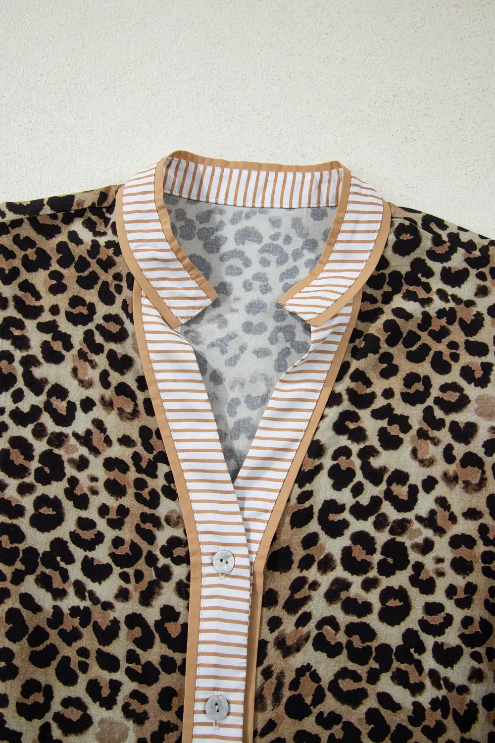 Relaxed V Neck Striped Casual Shirt