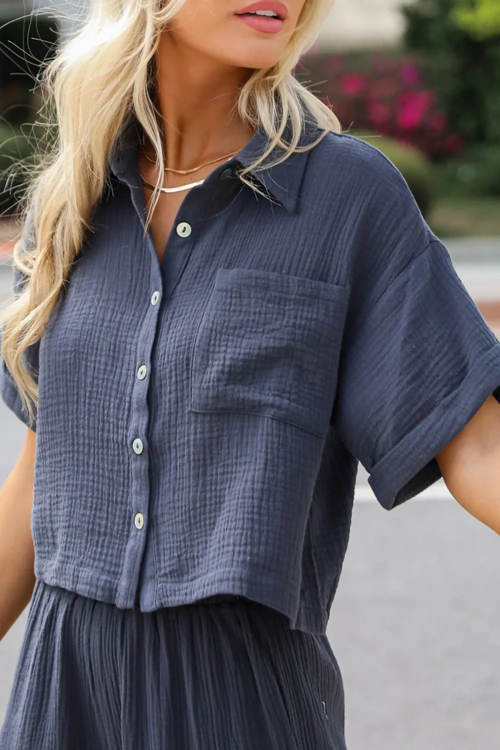 Perfect Charcoal Linen Blouse