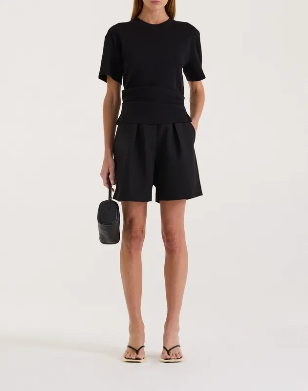 Black Asymmetric Jersey Tee