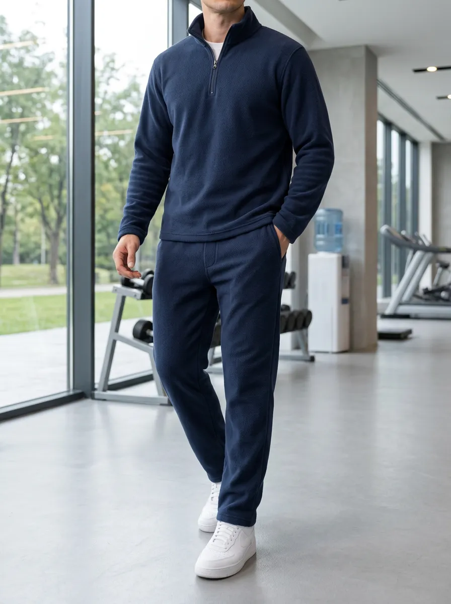 Men's Quarter-Zip Fleece Pullover and Pants Set