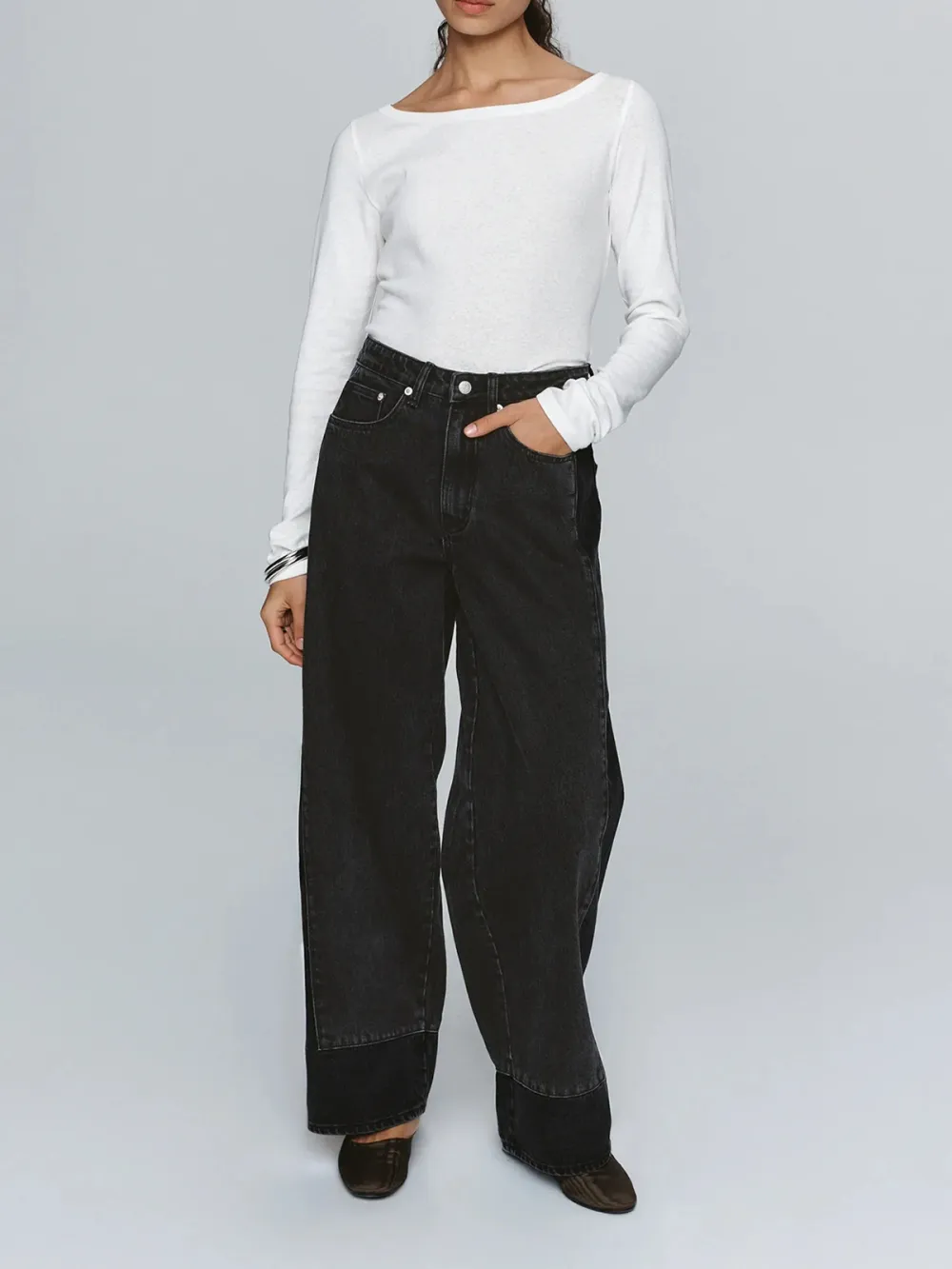 Casual Style Mid-Waist Jean Black