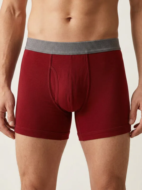 Houndstooth Waistband Detail Men's Boxer Briefs