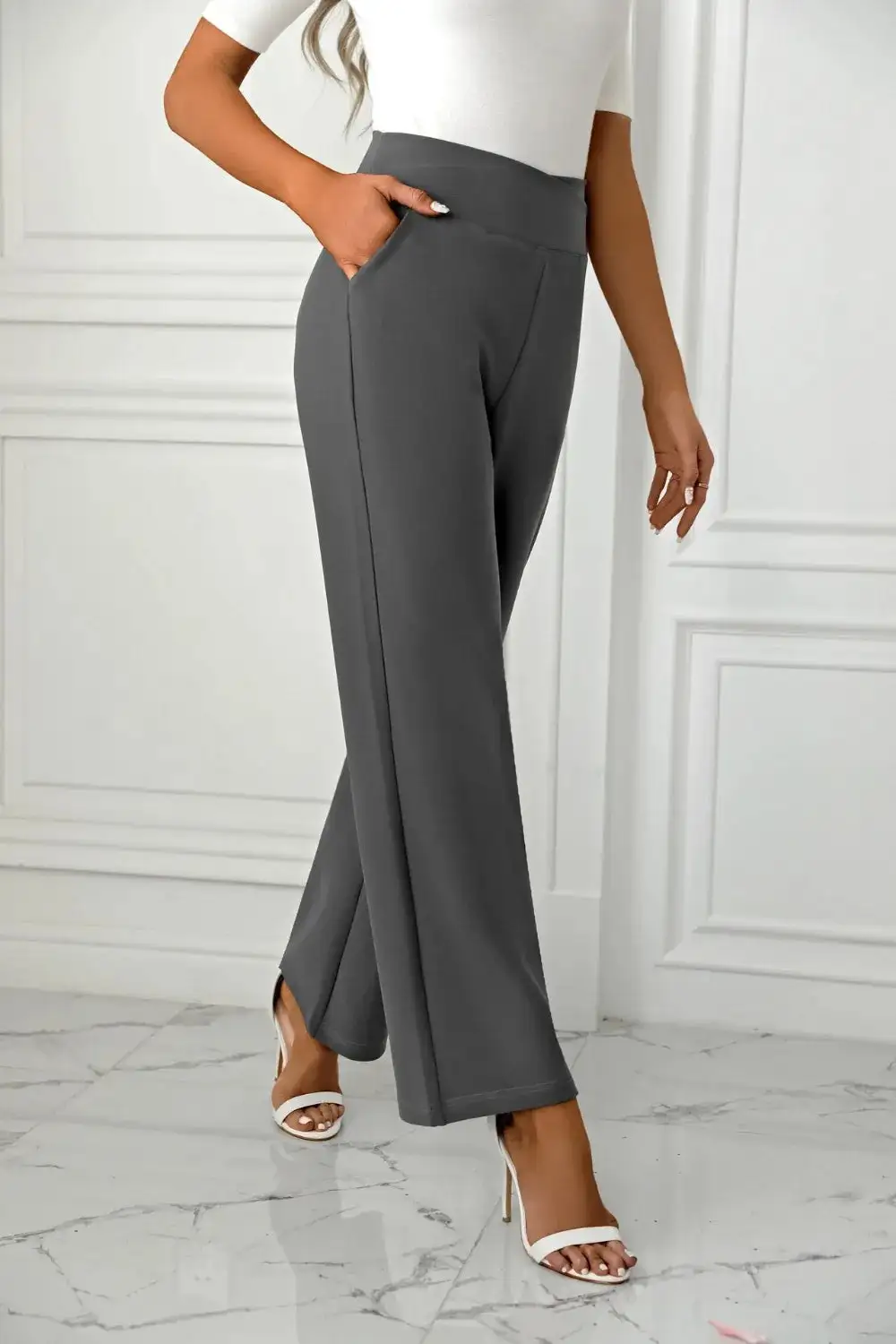 Flowy High Waist Straight Leg Pants