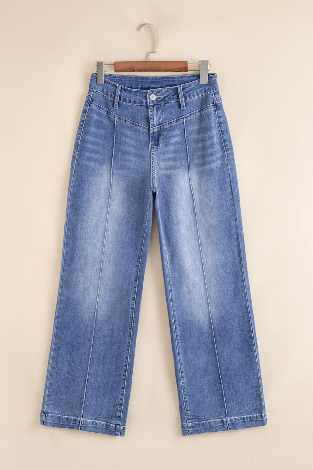 Loose Tailored Center Seam Detail Straight Jeans