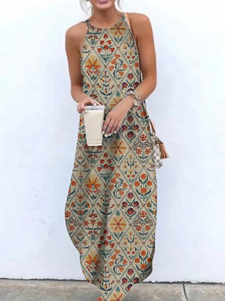 Tribal Vintage Print Sleeveless Dresses