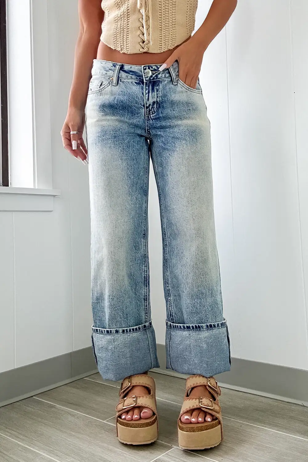 High Rise Zip Fly Jeans