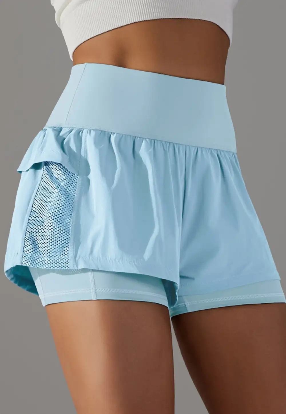 High-Waist Layered Ruffle-Detail Casual Shorts
