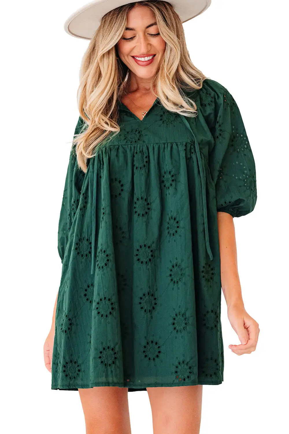 Wearable Cut Embroidered Eyelet Mini Dress