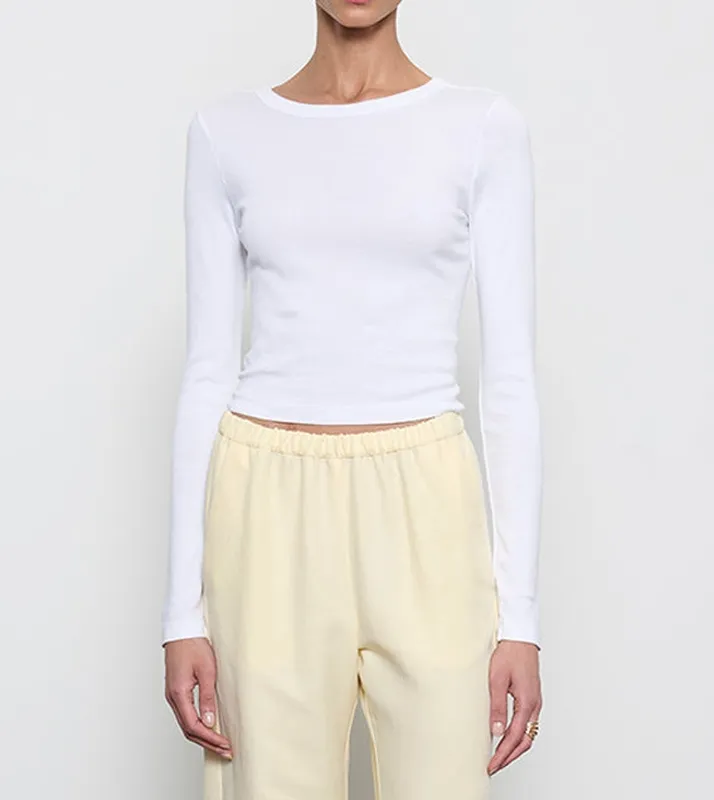 Baby Rib L/S Cropped Top White