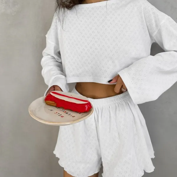 Elastic Knit Blend Long Set