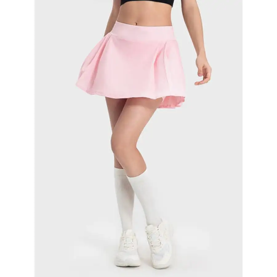 Pleated Detail Mid-rise Waist Active Skirt