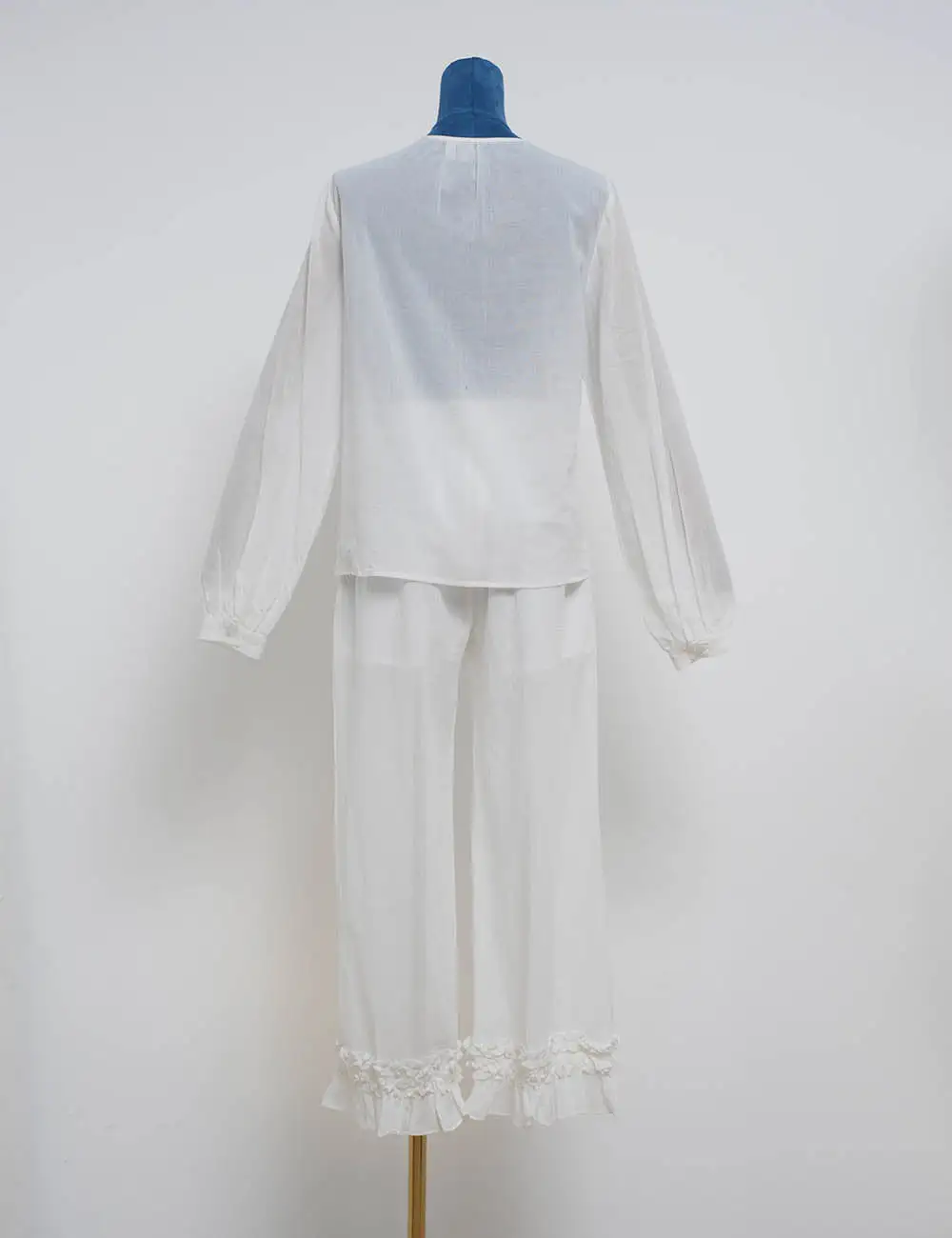 Casual Elastic Waist Ruffle Hem Wide Leg Pants