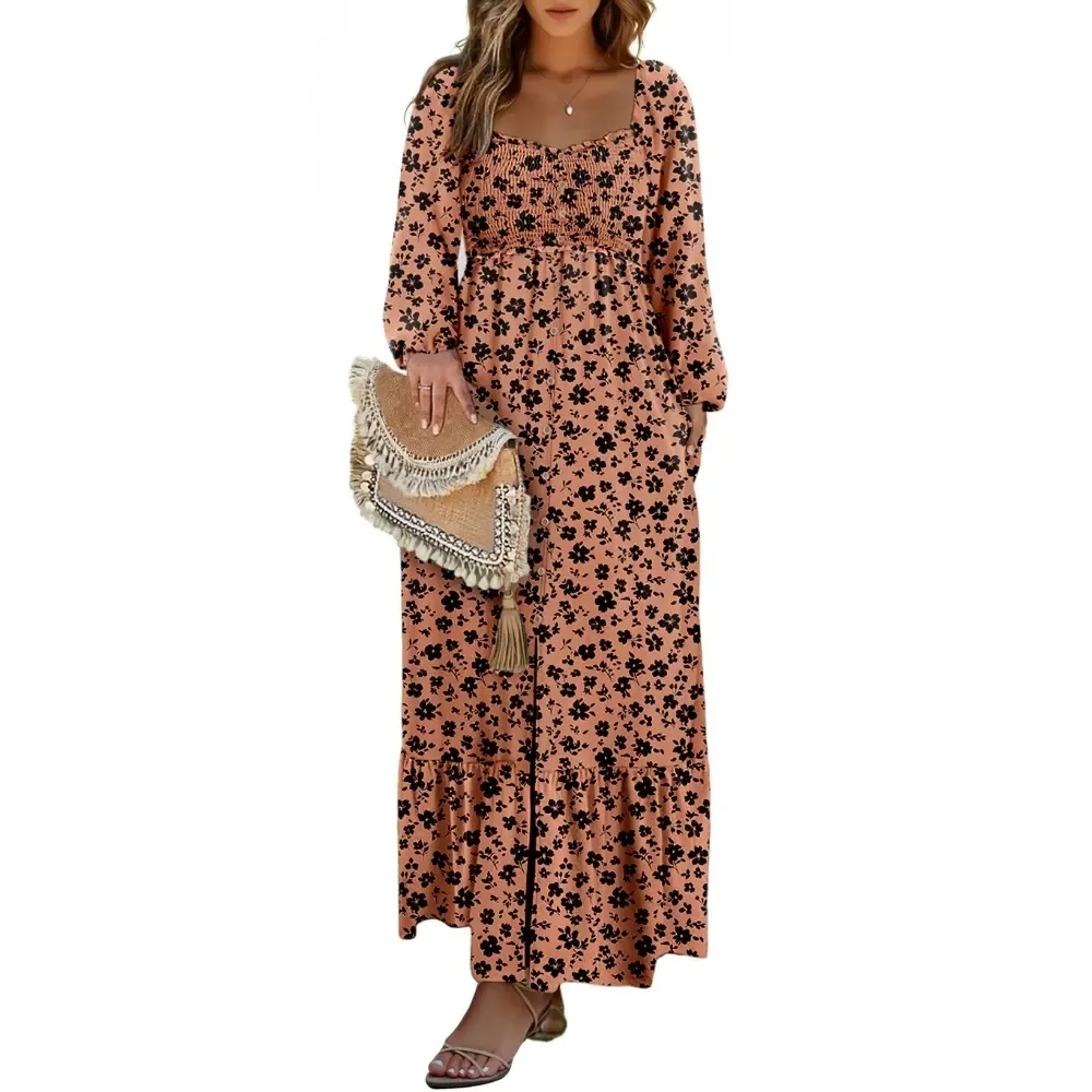 🔥Women's Bohemian FloralLong-Sleeve Dress