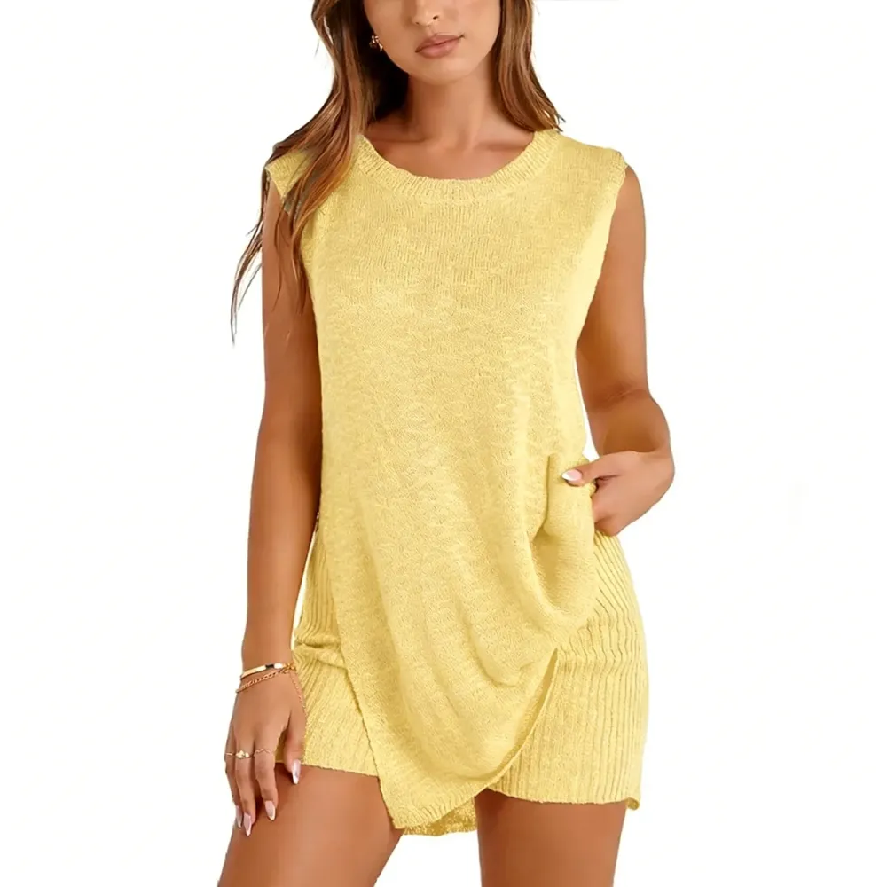 Women's 2 Piece Outfits Summer Knit Sweater Set