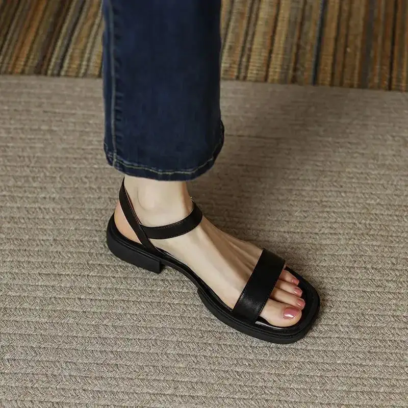 Wraparound Slingback Open-Toe Flat Sandals