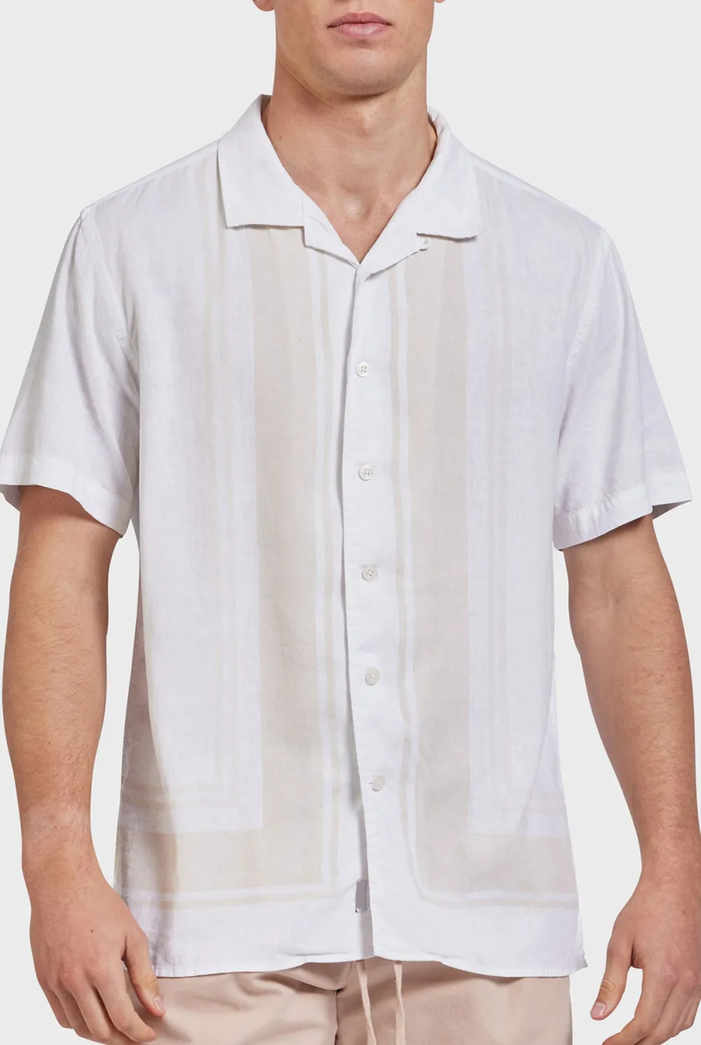 Charlie Short Sleeve Shirt-White/peach