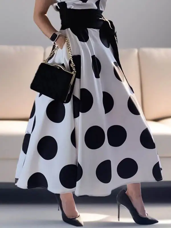 Polka Dot Sleeveless Shirt Maxi Dress