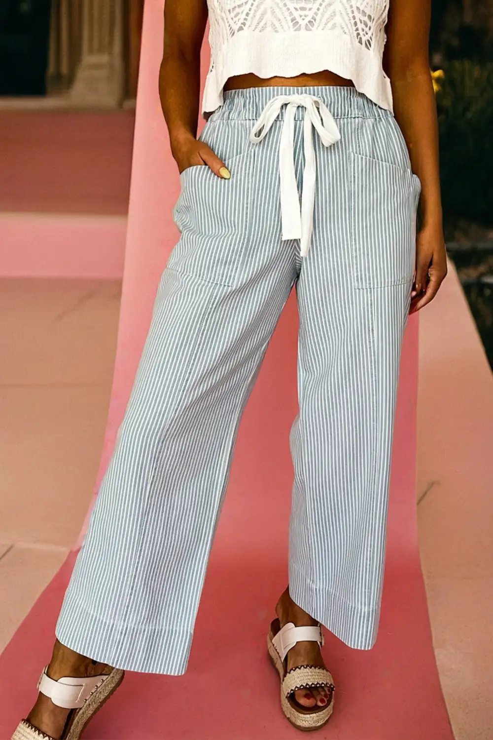 Mid Rise Drawstring Denim Jeans