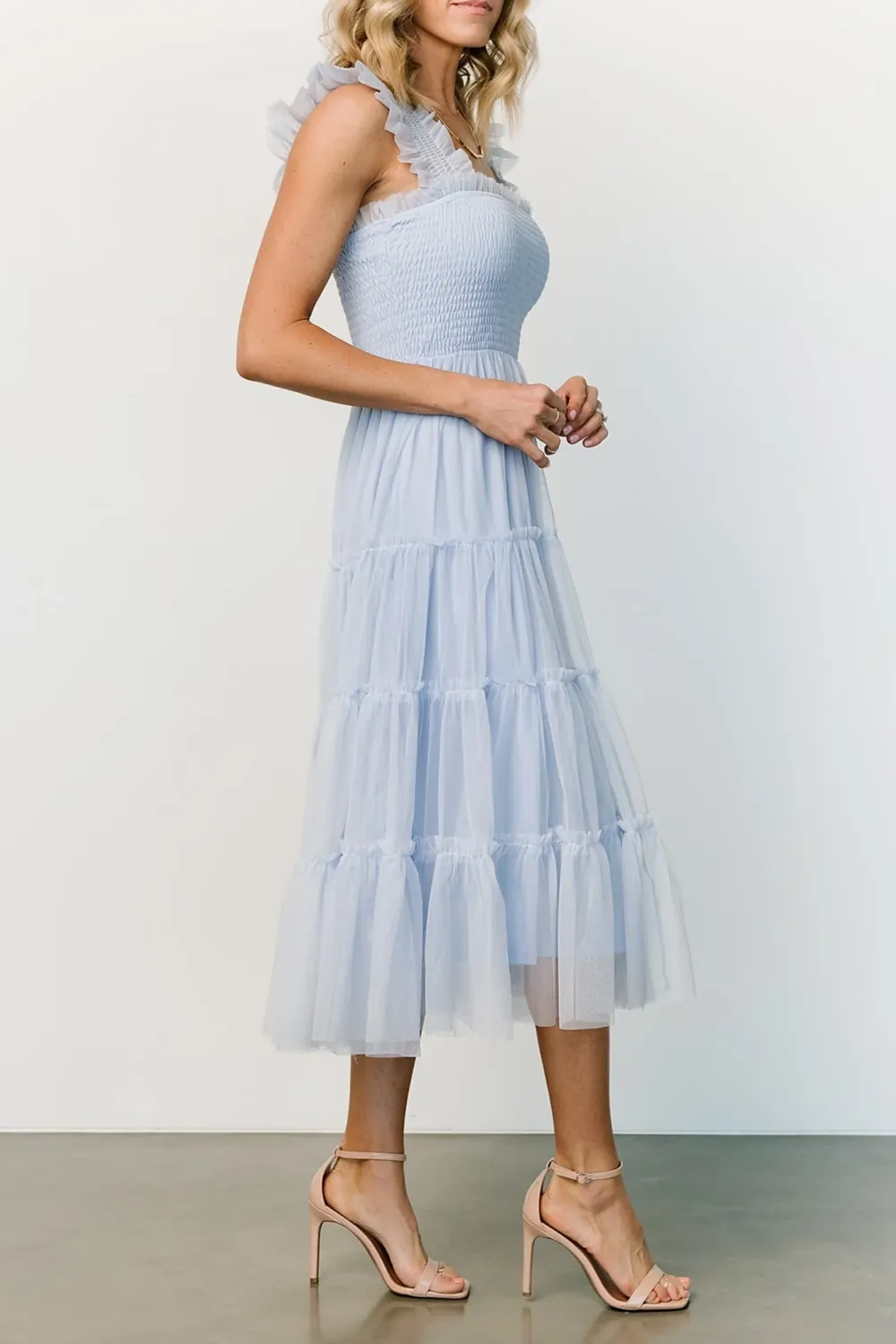 Versatile Fluttering Sleeves Sheer Dress