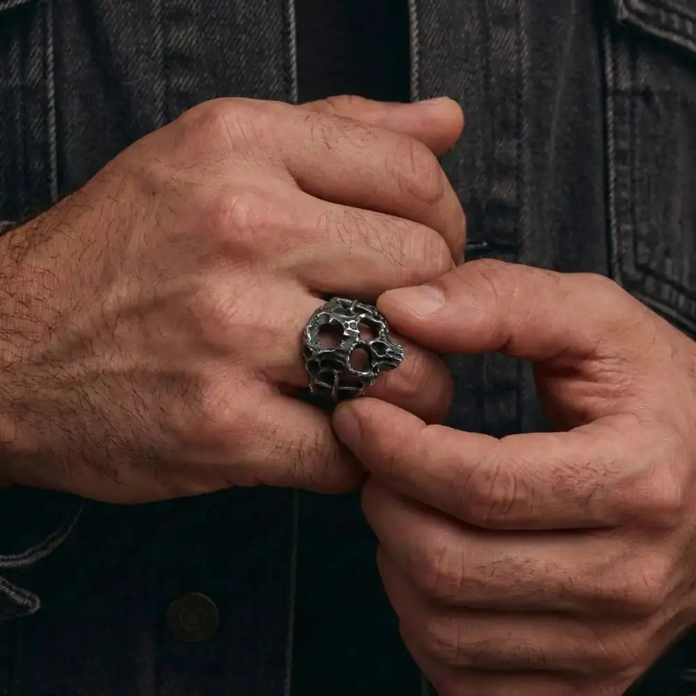 Men's Hollow Cross Skull Ring