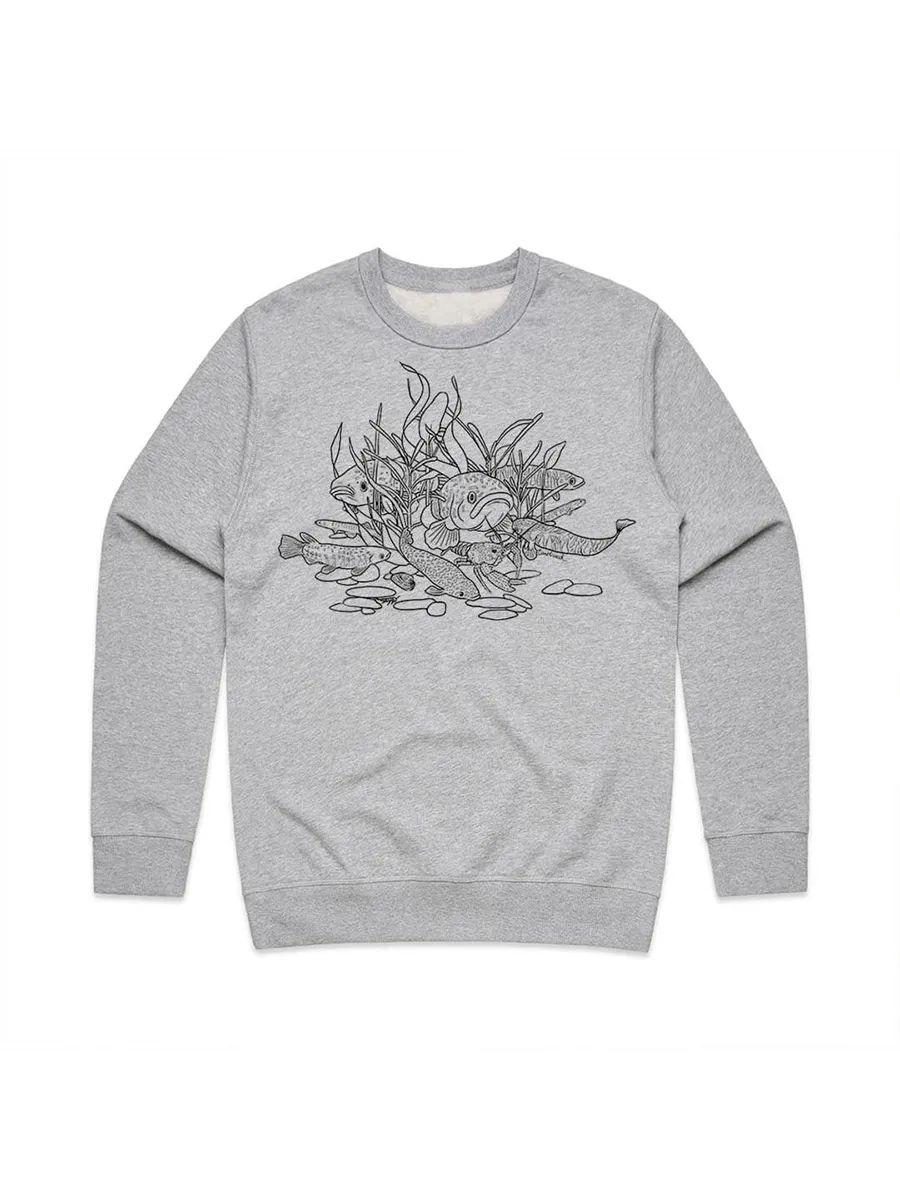 A versatile sports shirt featuring a simple pattern of freshwater fishs