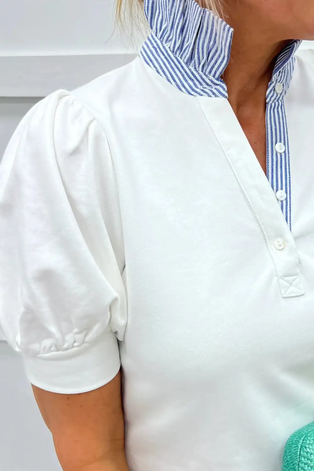Striped Frilled Collared Blouse