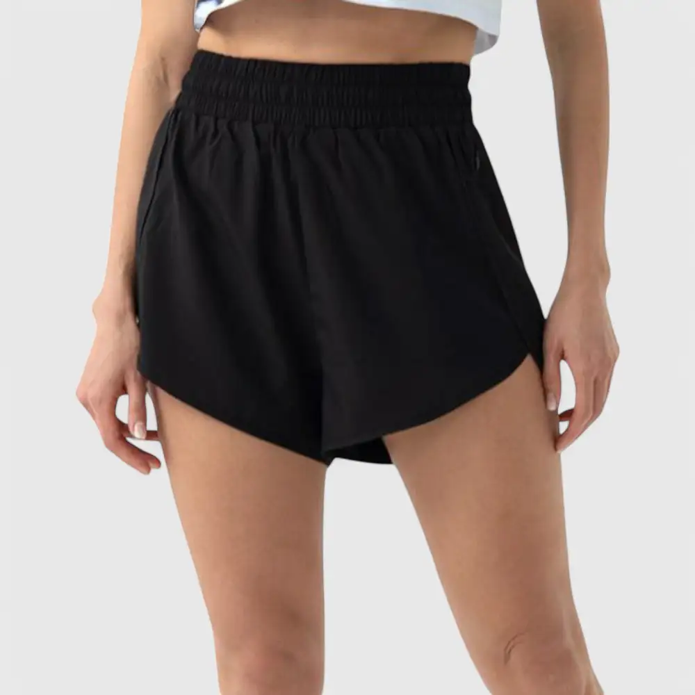 High-Waist Elastic-Waist Lightweight Running Shorts