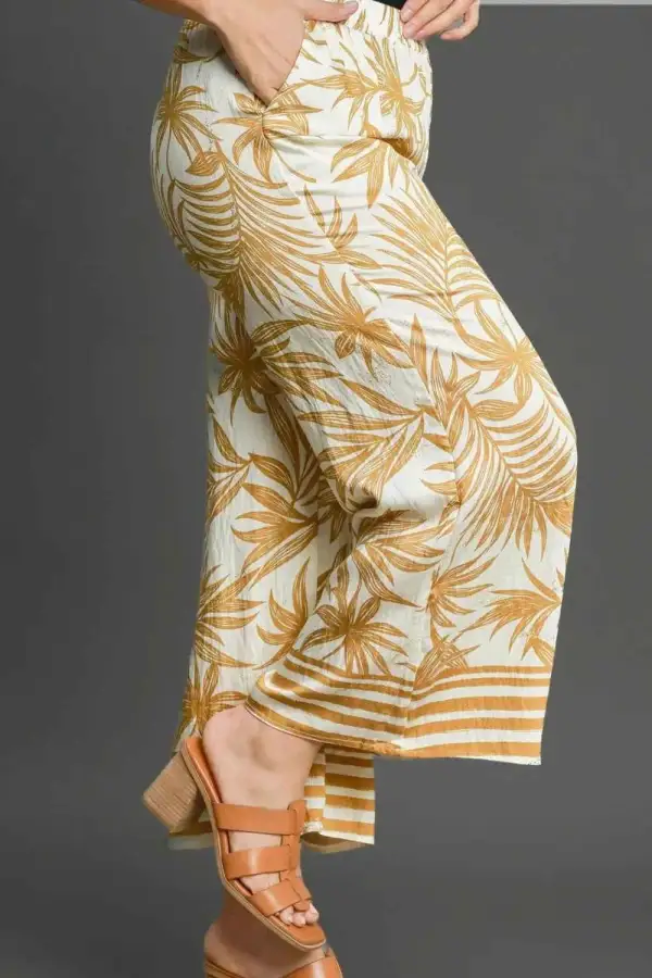 Full Print Wide Leg Pants