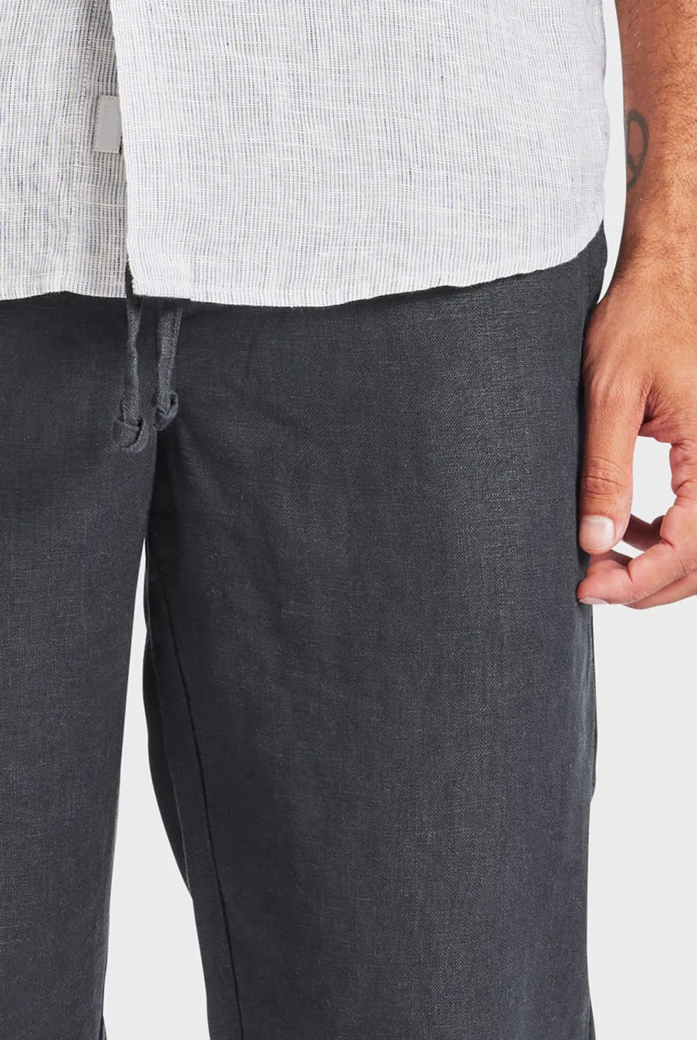 Solid Color Linen Tapered Trousers