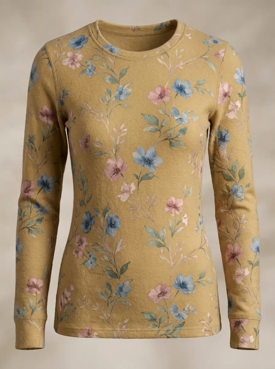 Women's Delicate Petal Long Sleeve Thermal Top